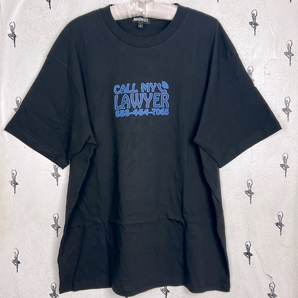 Market Graphic T Shirt Sz.XL Men’s Collab shirt unisex MKT black call my lawyer